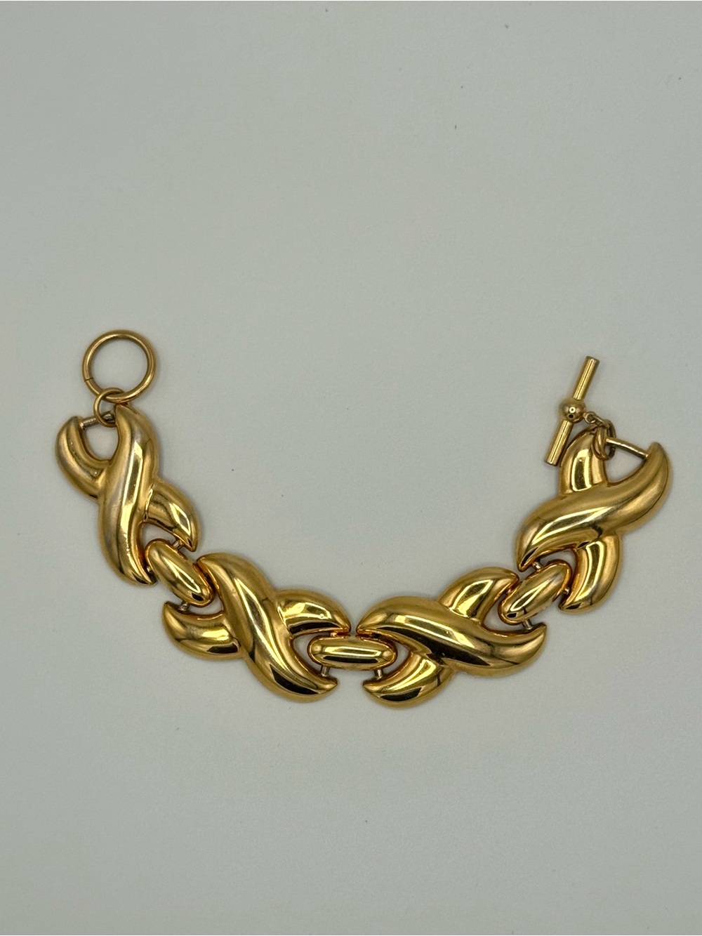 Vintage Chunky Gold-Tone X-Link Toggle Bracelet